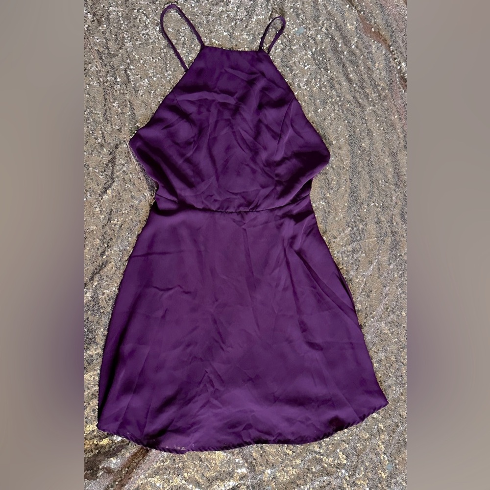 Forever 21 Women Purple  Backless Mini Dress Size Small - Picture 3 of 8
